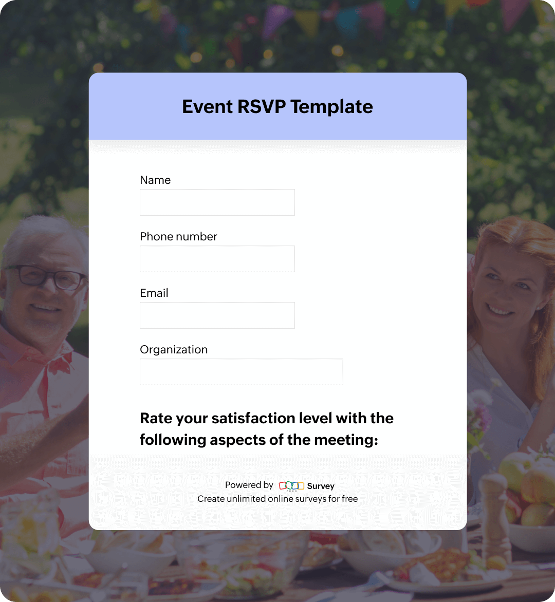 Event RSVP Template Zoho Survey