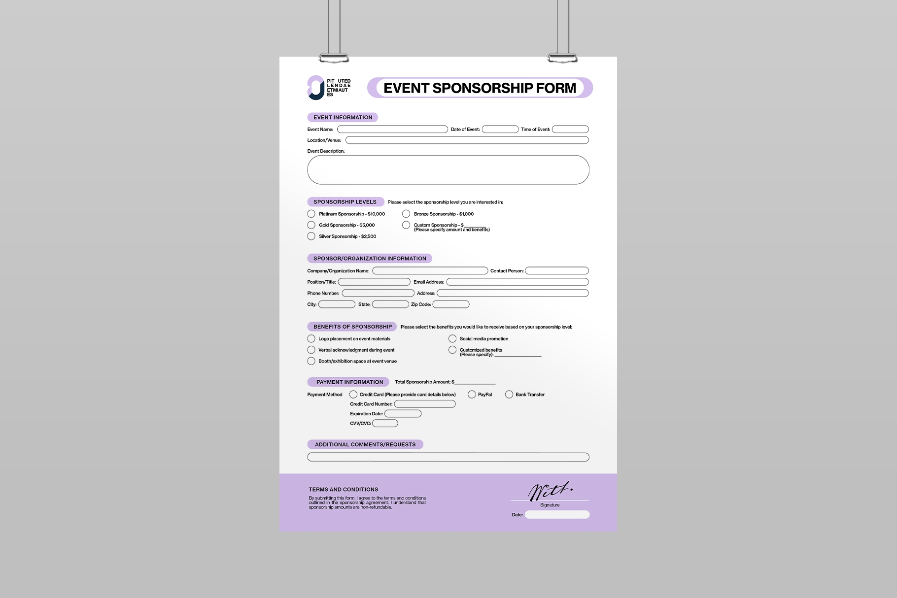 Event Sponsorship Form Template BrandPacks