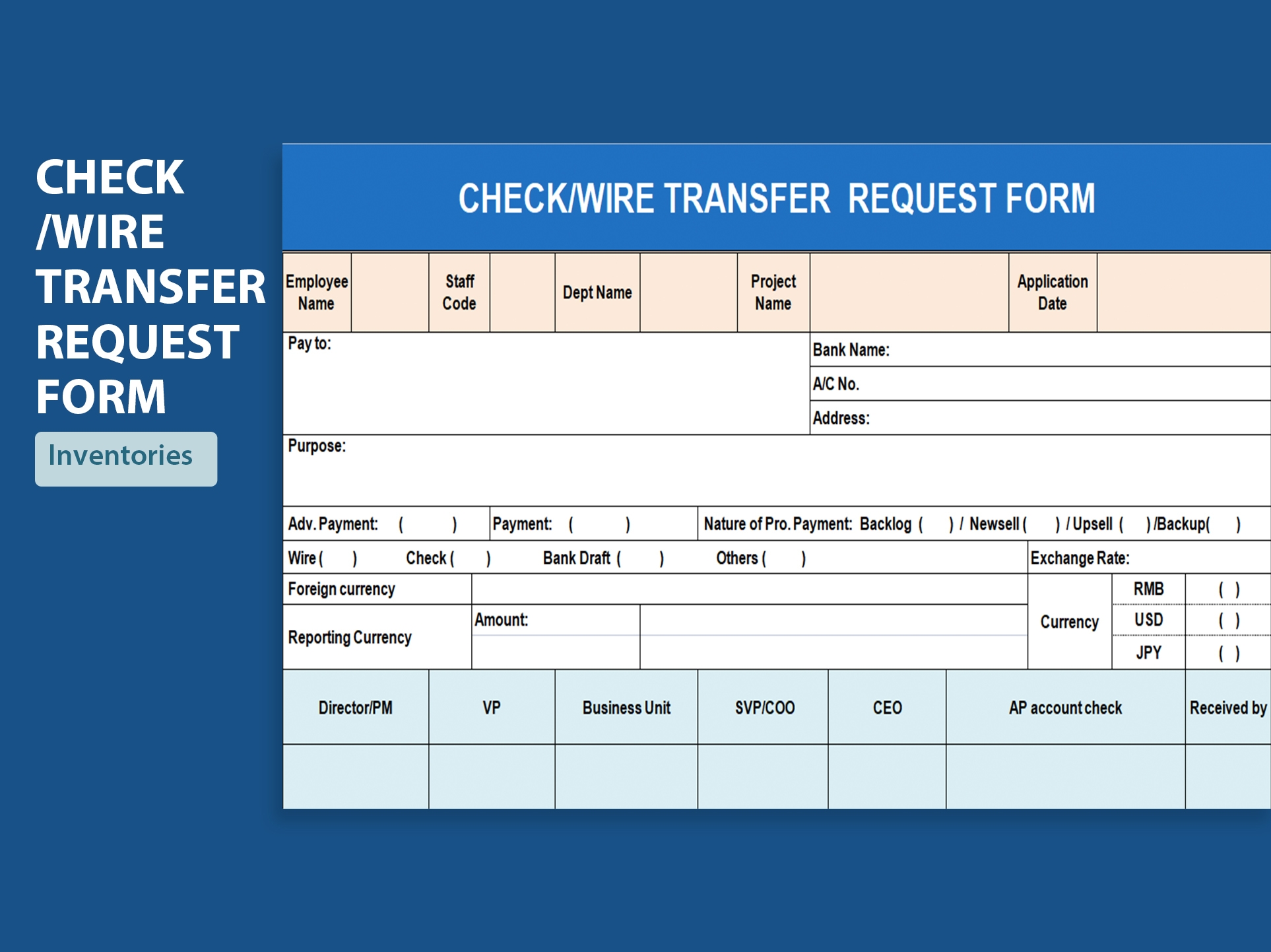 EXCEL Of Check Transfer Request Form xls WPS Free Templates
