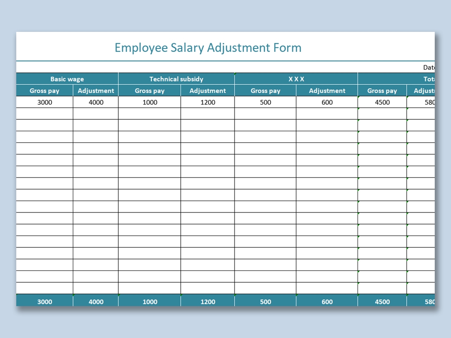 EXCEL Of Employee Salary Adjustment Form xlsx WPS Free Templates