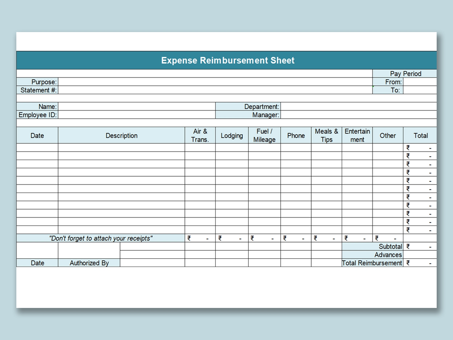 EXCEL Of Expense Reimbursement Sheet xlsx WPS Free Templates