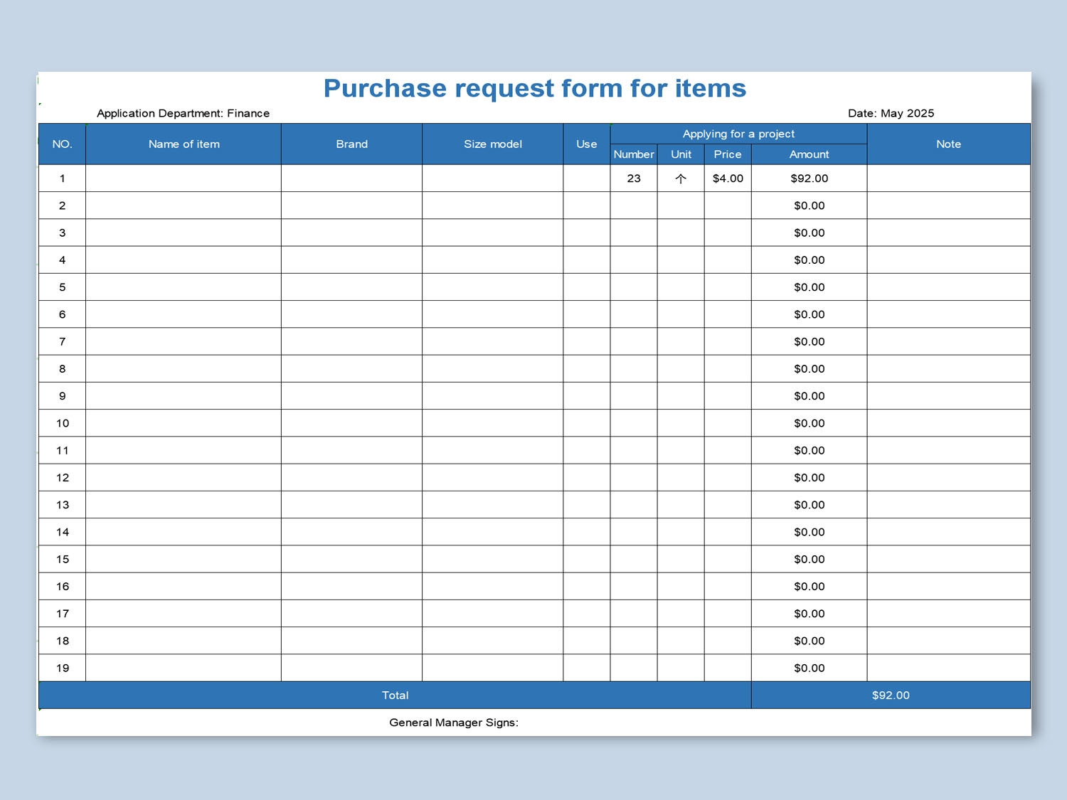Purchase Request Form Template Word