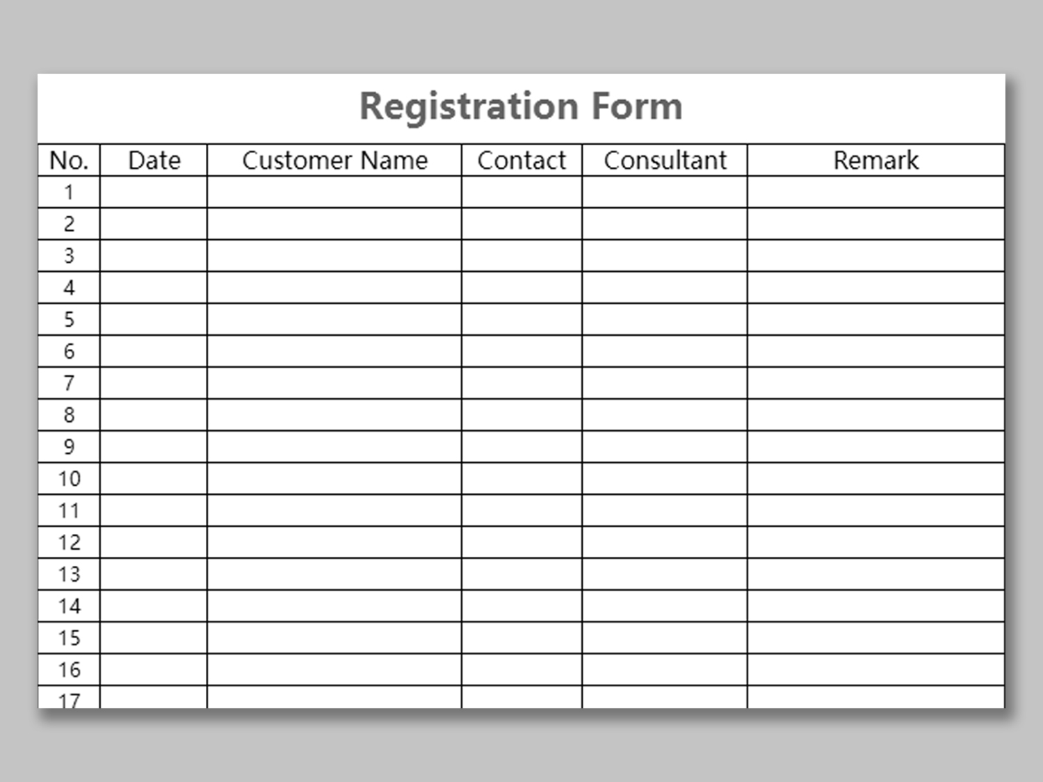 Registration Form Template Free