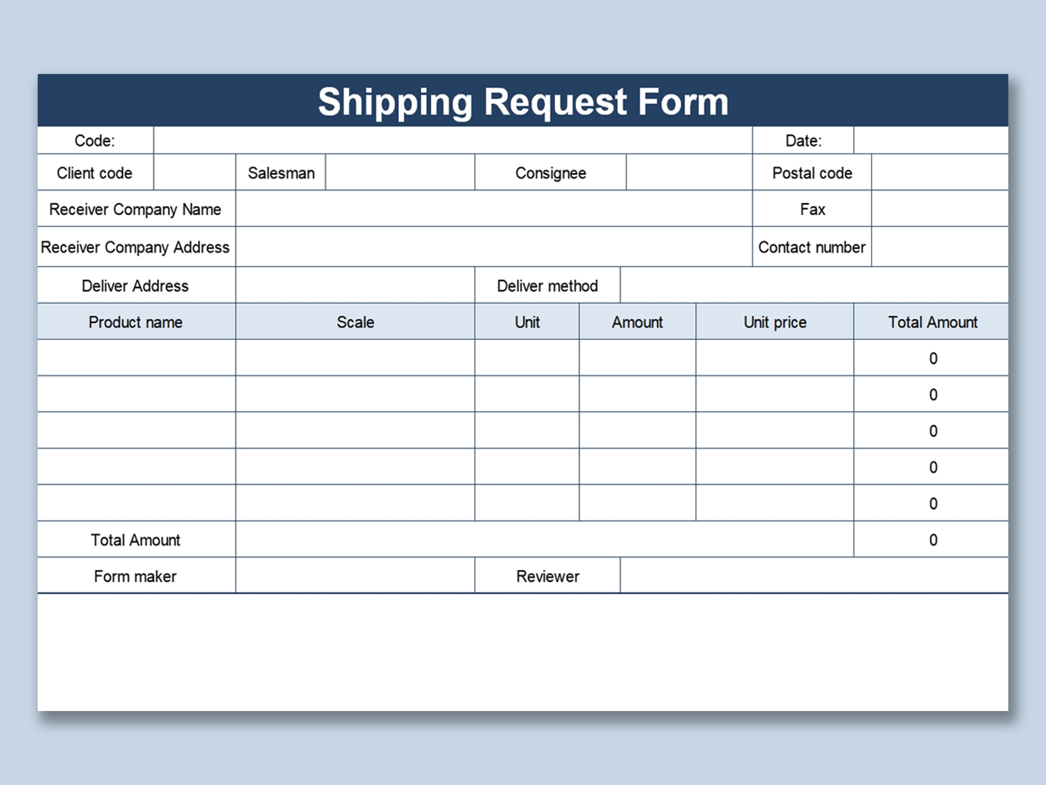 EXCEL Of Shipping Request Form xls WPS Free Templates