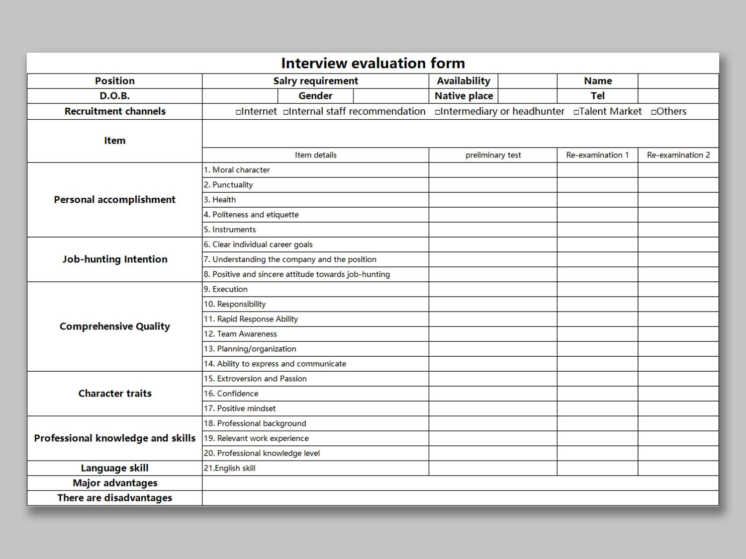 Interview Feedback Form Template