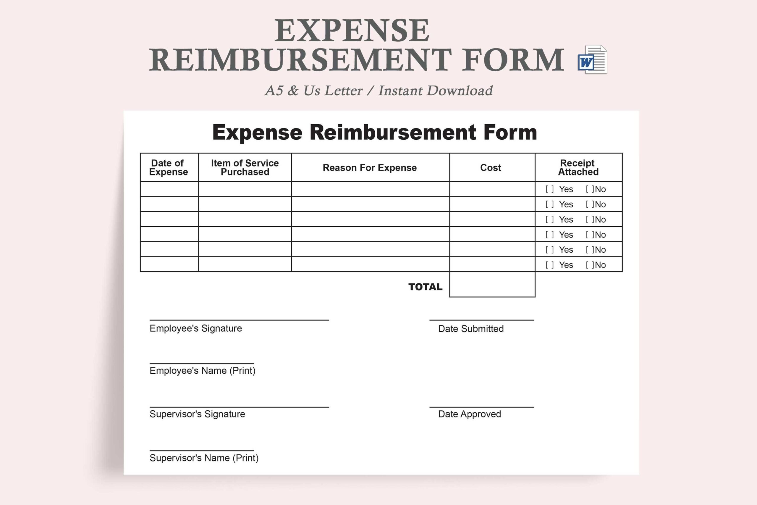 Expense Reimbursement Form reimbursement Form Template expense 