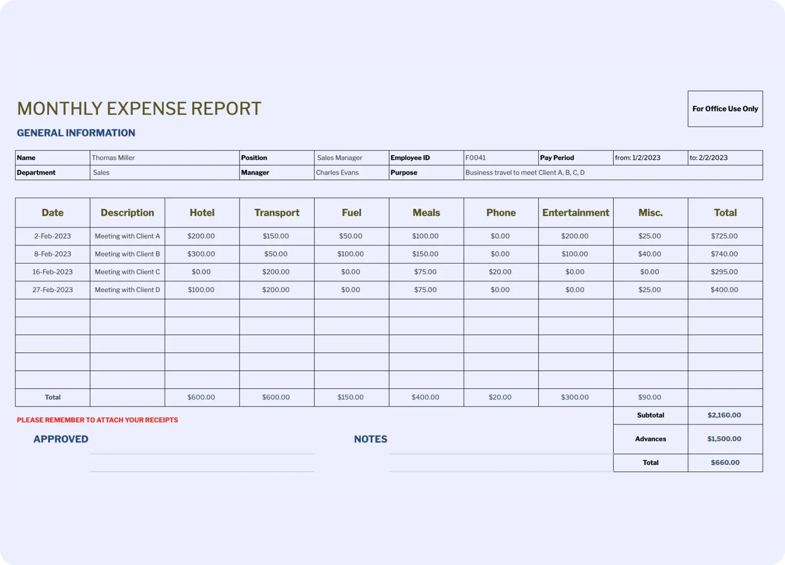 Expense Forms Template