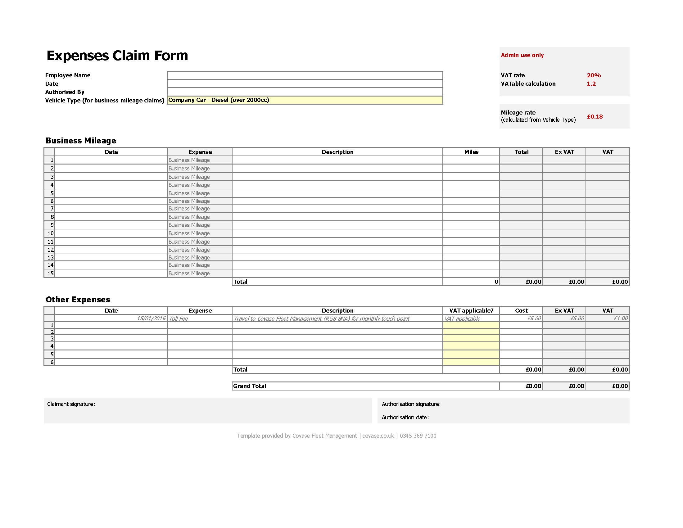 Expense Form Templates