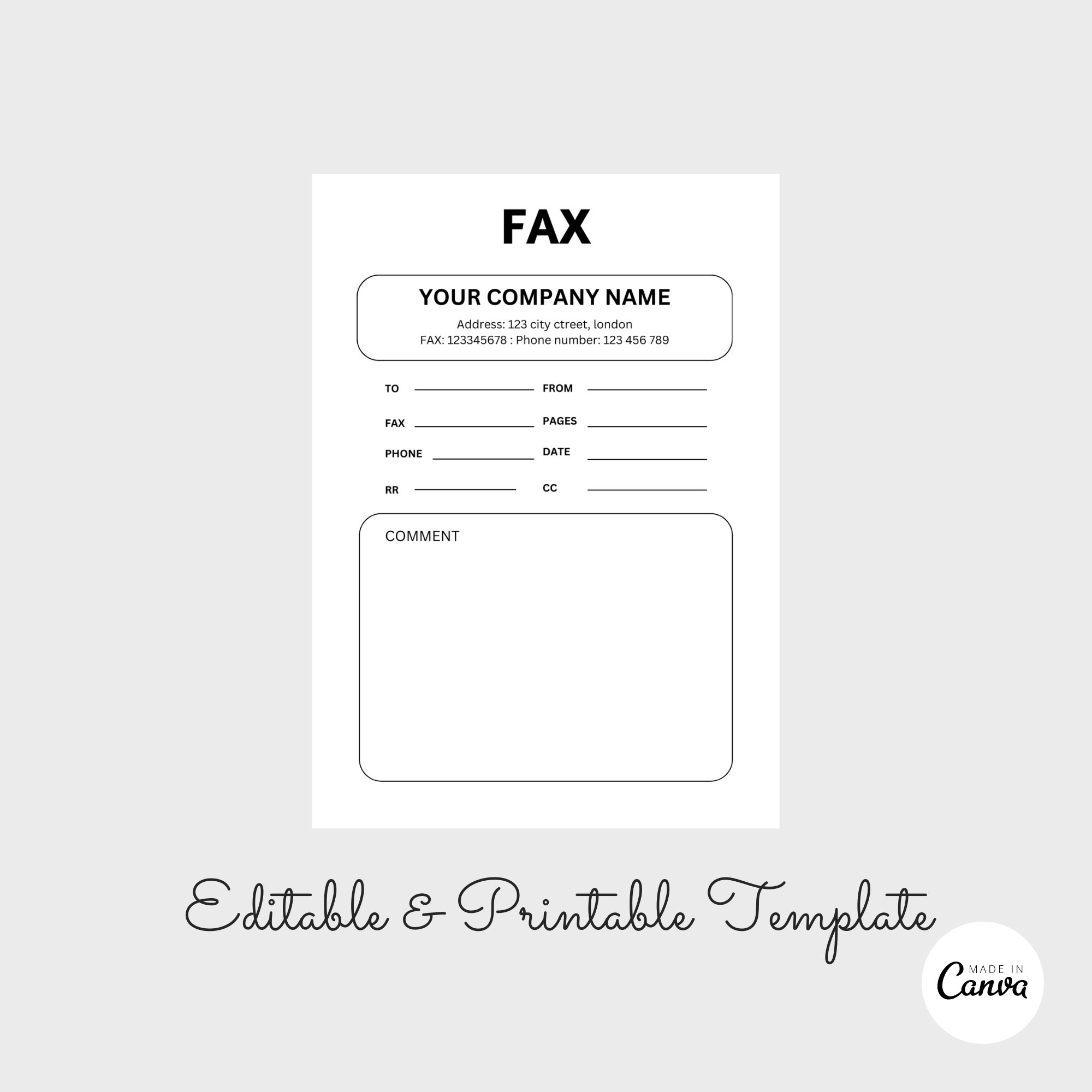 Fax Form Template Word
