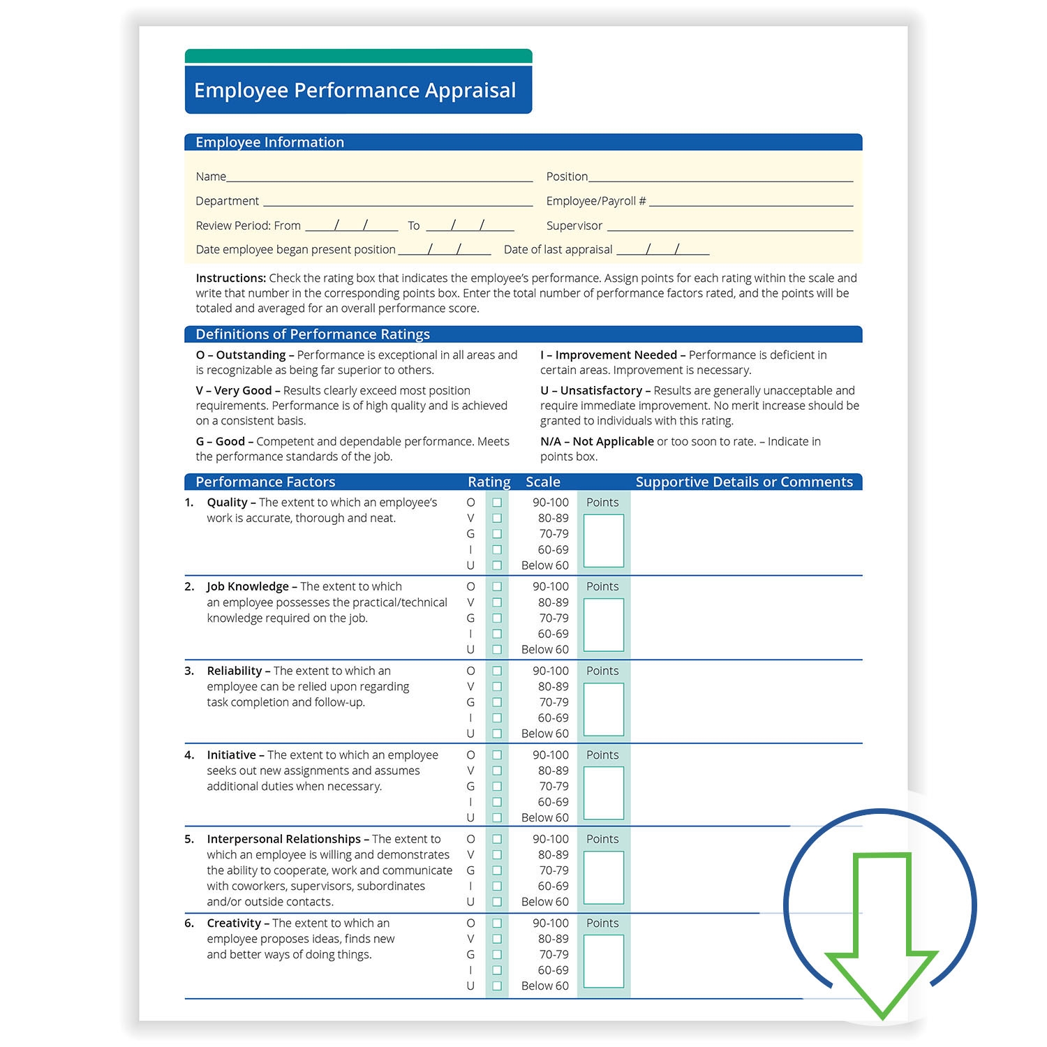 Fill and Save Performance Appraisal Form