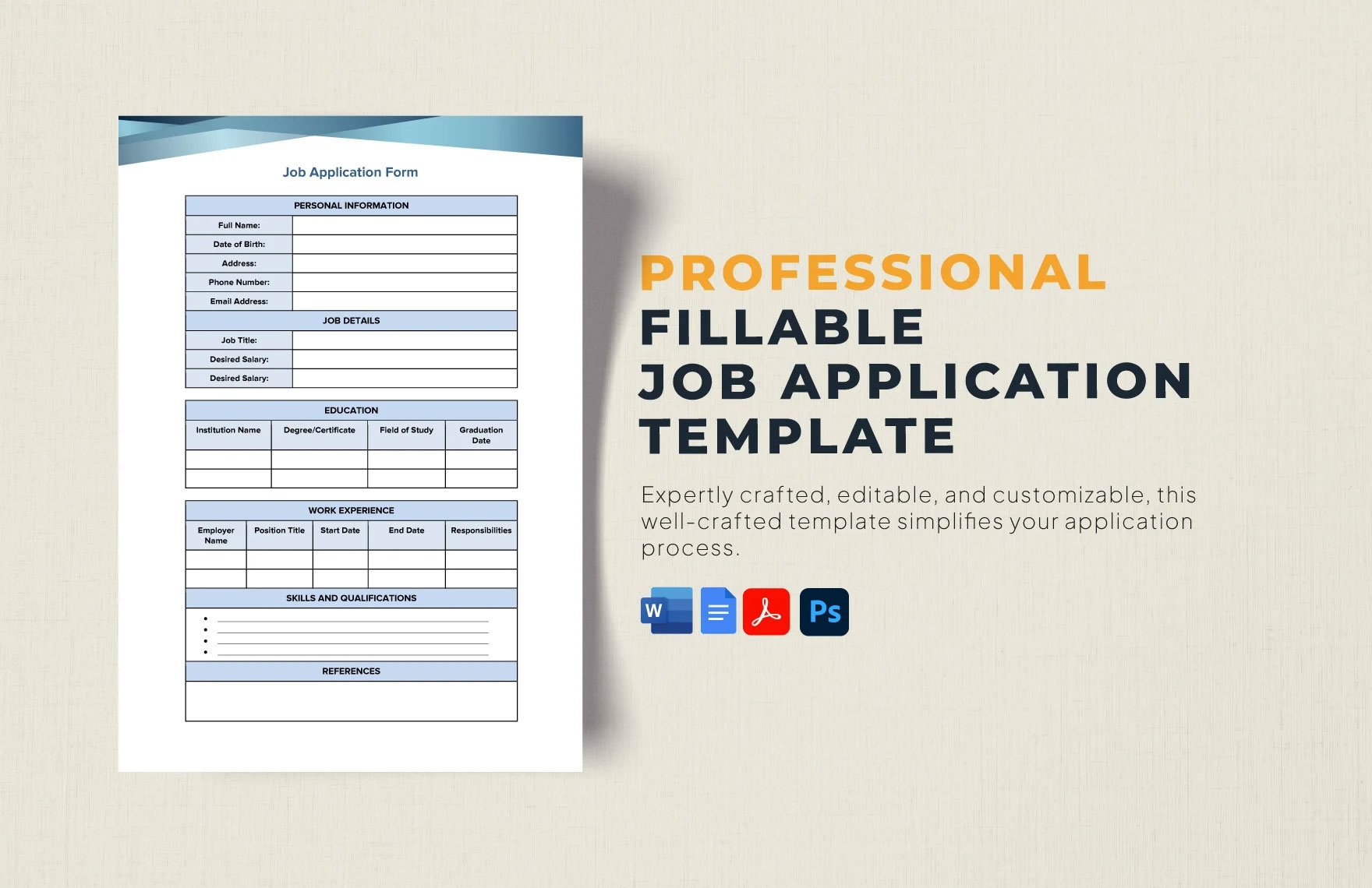 Fillable Job Application Form Template