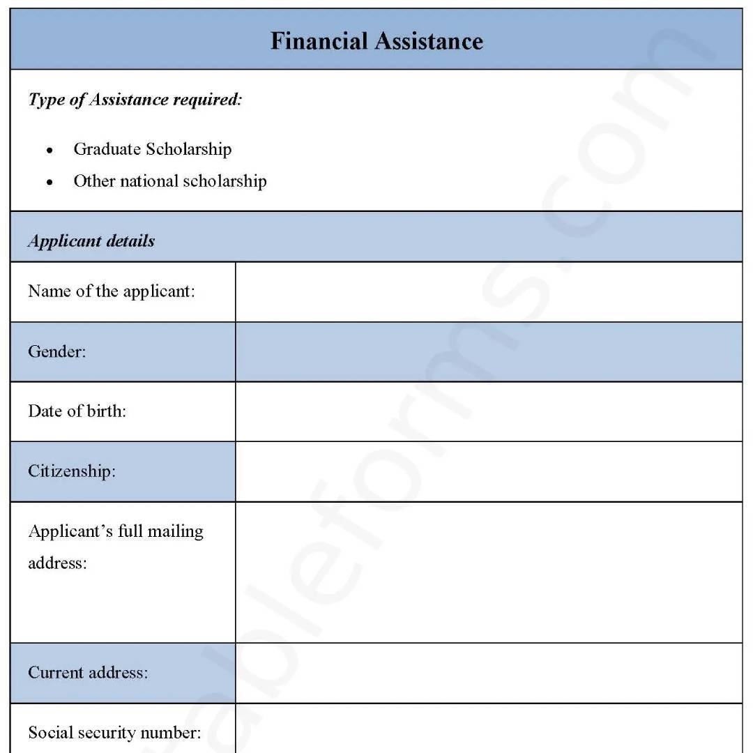 Financial Assistance Fillable PDF Template Editable Forms s Ko fi Shop