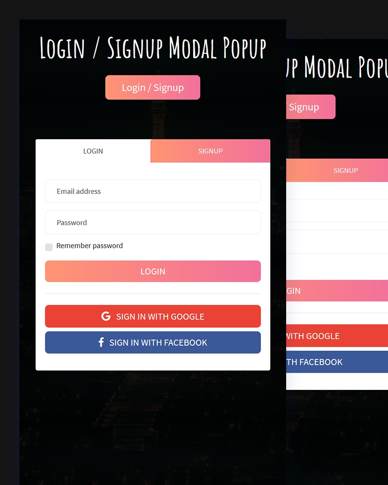 Flat Free Responsive Login And Signup Form Template