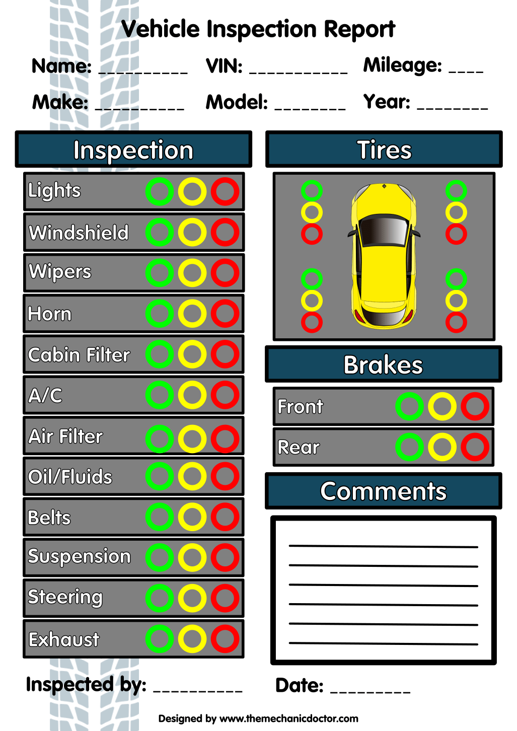 Vehicle Inspection Form Template