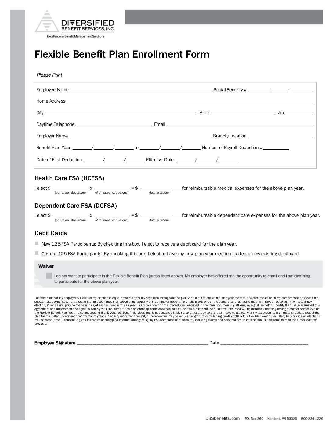Flexible Benefit Plan Enrollment Form Template 2017 2 Plans Optional Debit Card 11 4 19 Oregon Coast Community College