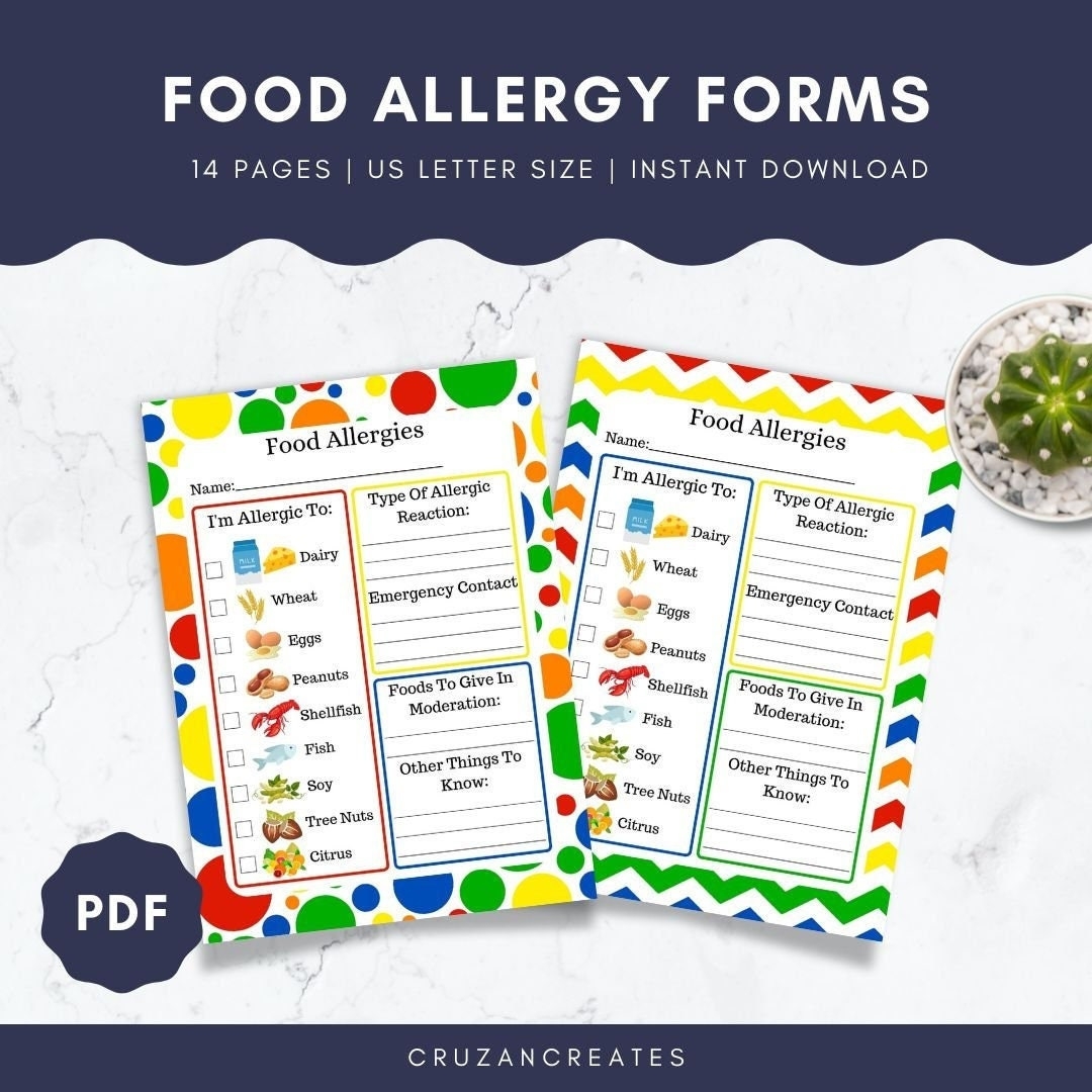Food Allergy Form Template