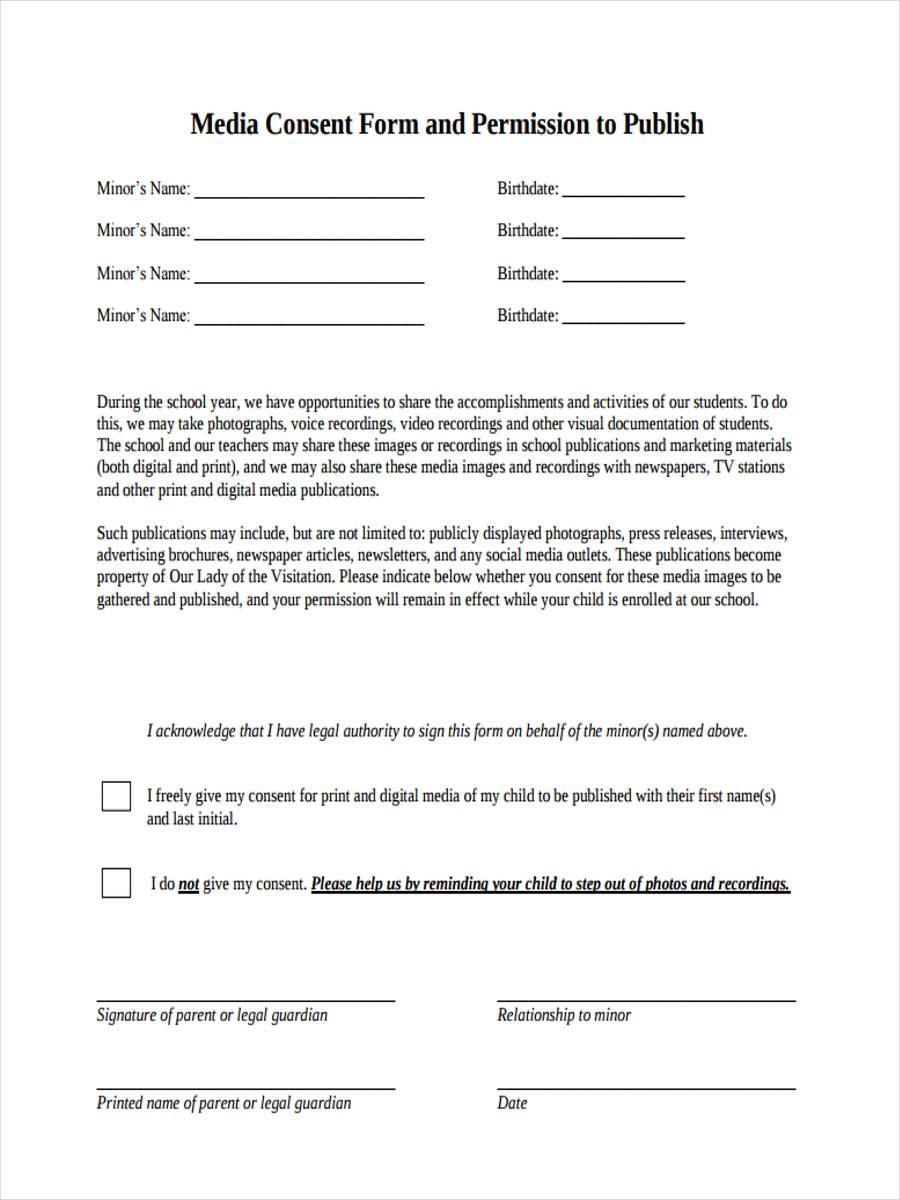 FREE 11 Media Consent Forms In PDF Ms Word Excel