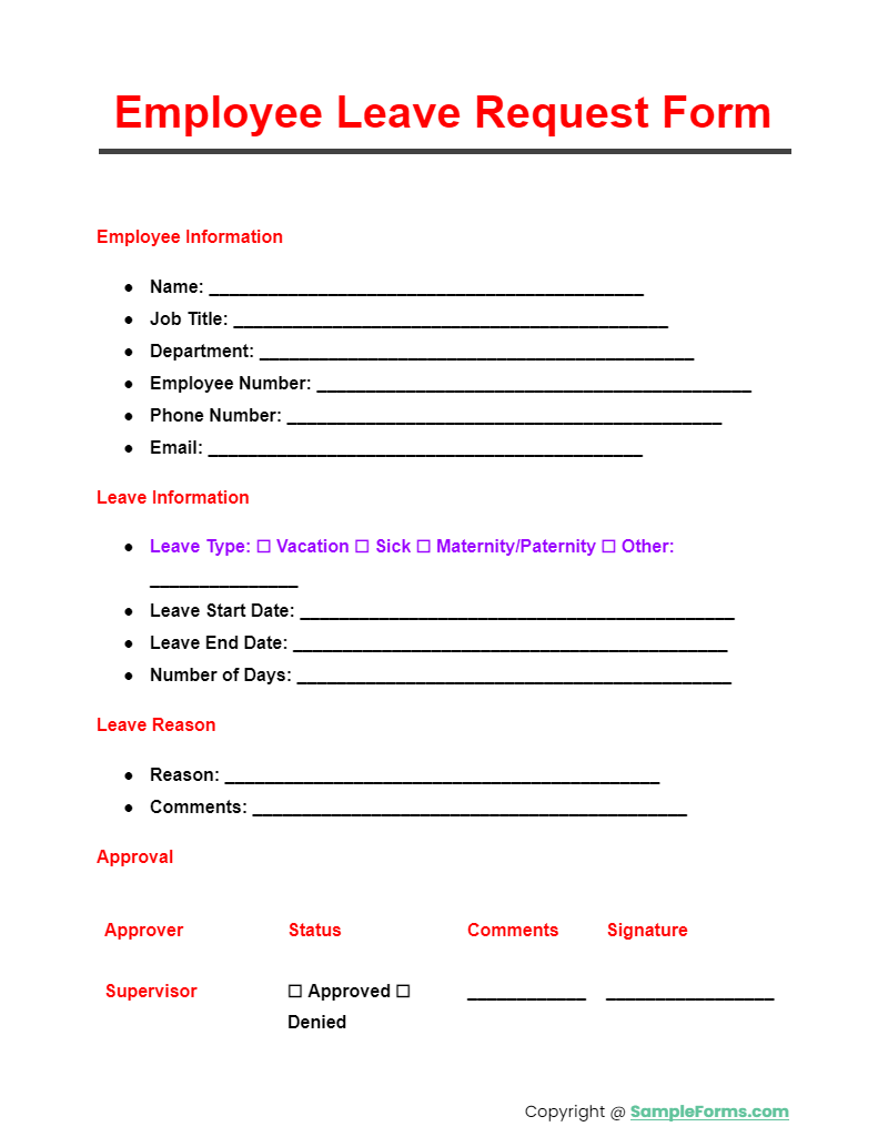 FREE 14 Leave Request Form Samples PDF MS Word Google Docs Excel
