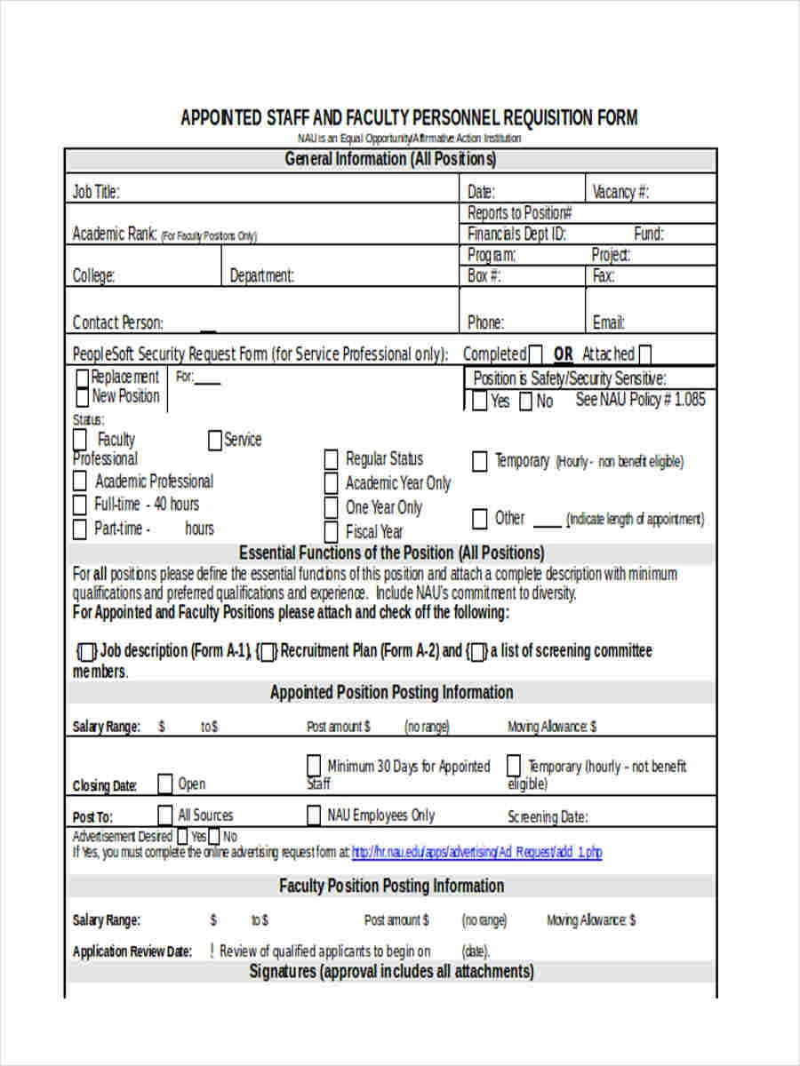 FREE 6 Personnel Requisition Forms In MS Word PDF