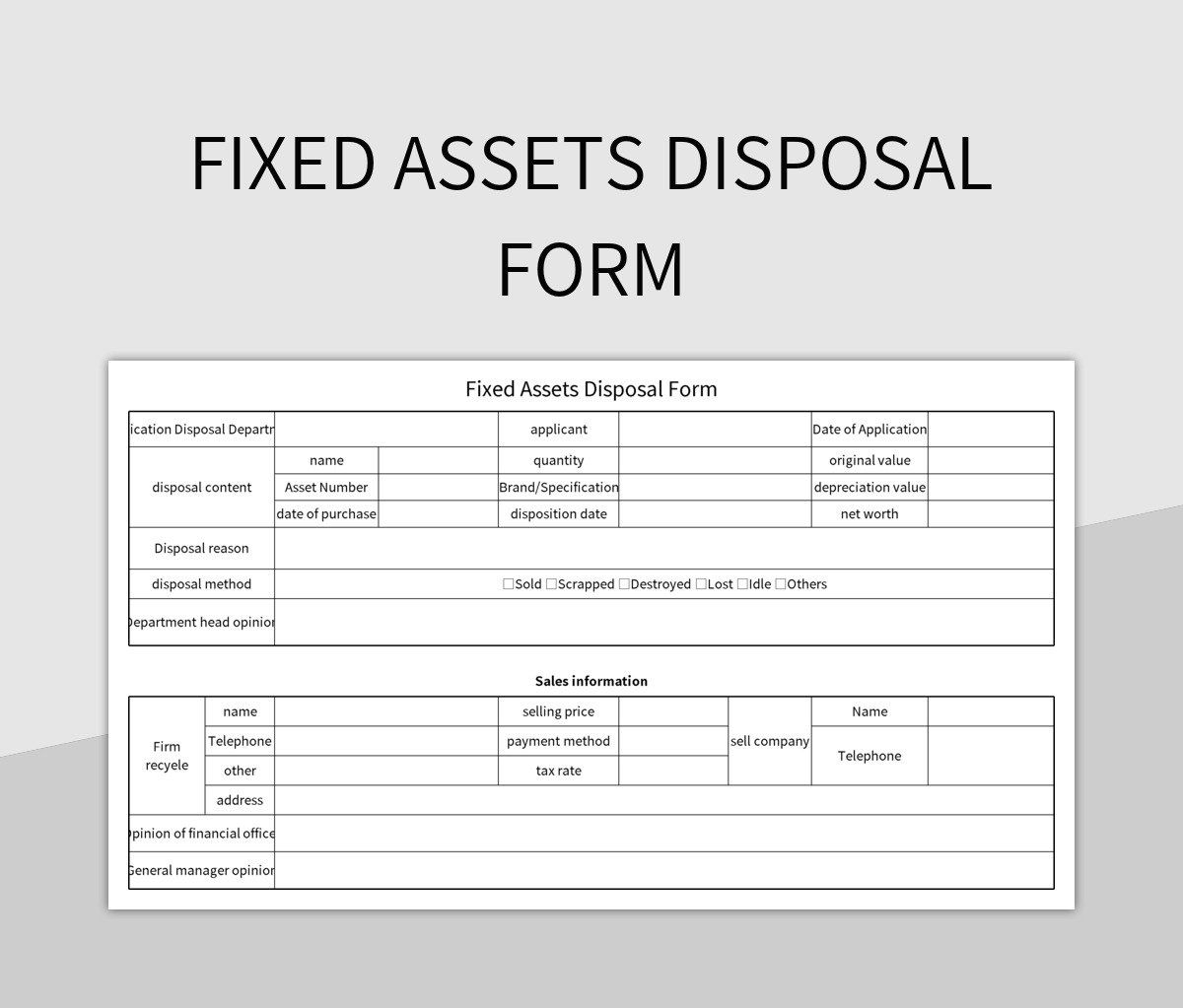 Free Asset Disposal Templates For Google Sheets And Microsoft Excel Slidesdocs