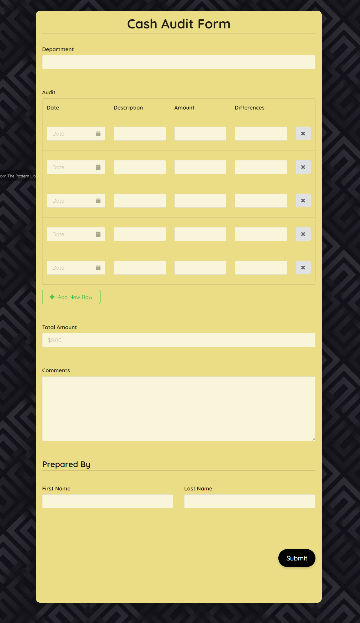 Audit Form Template