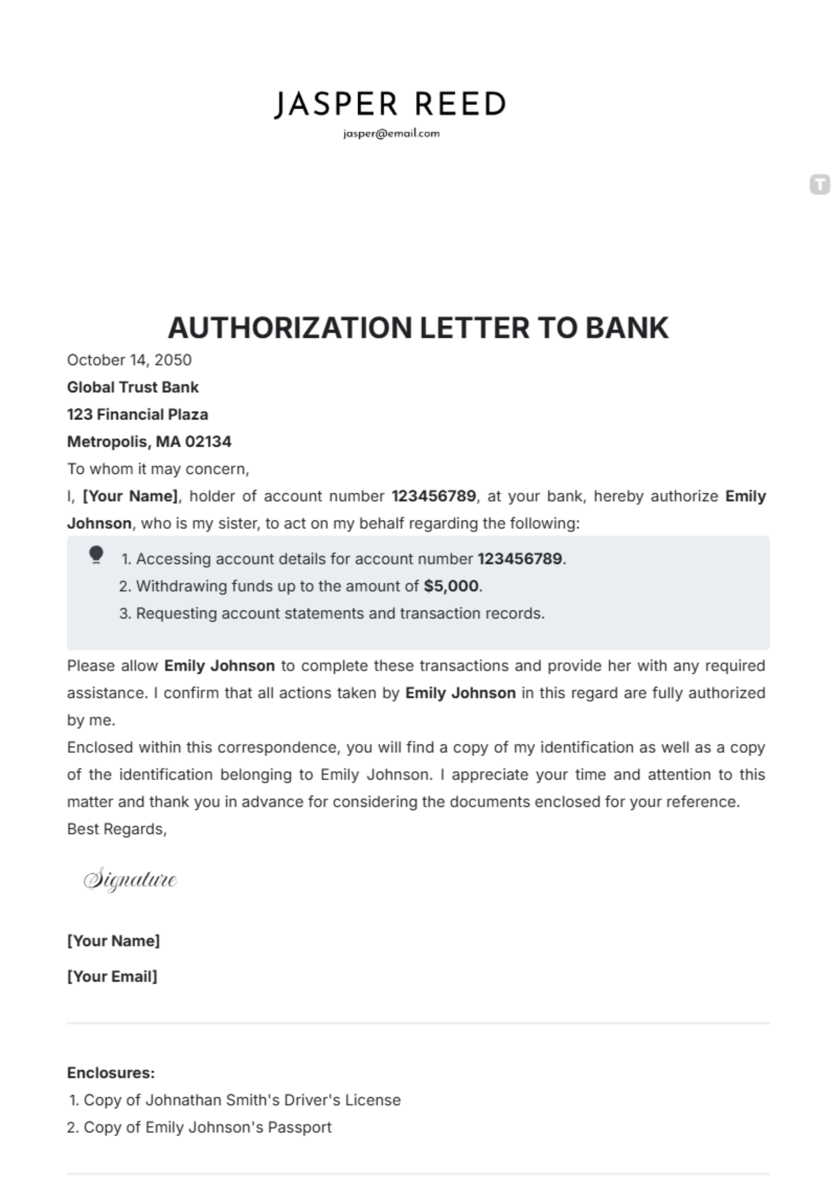 Free Authorization Letter Templates Editable And Printable