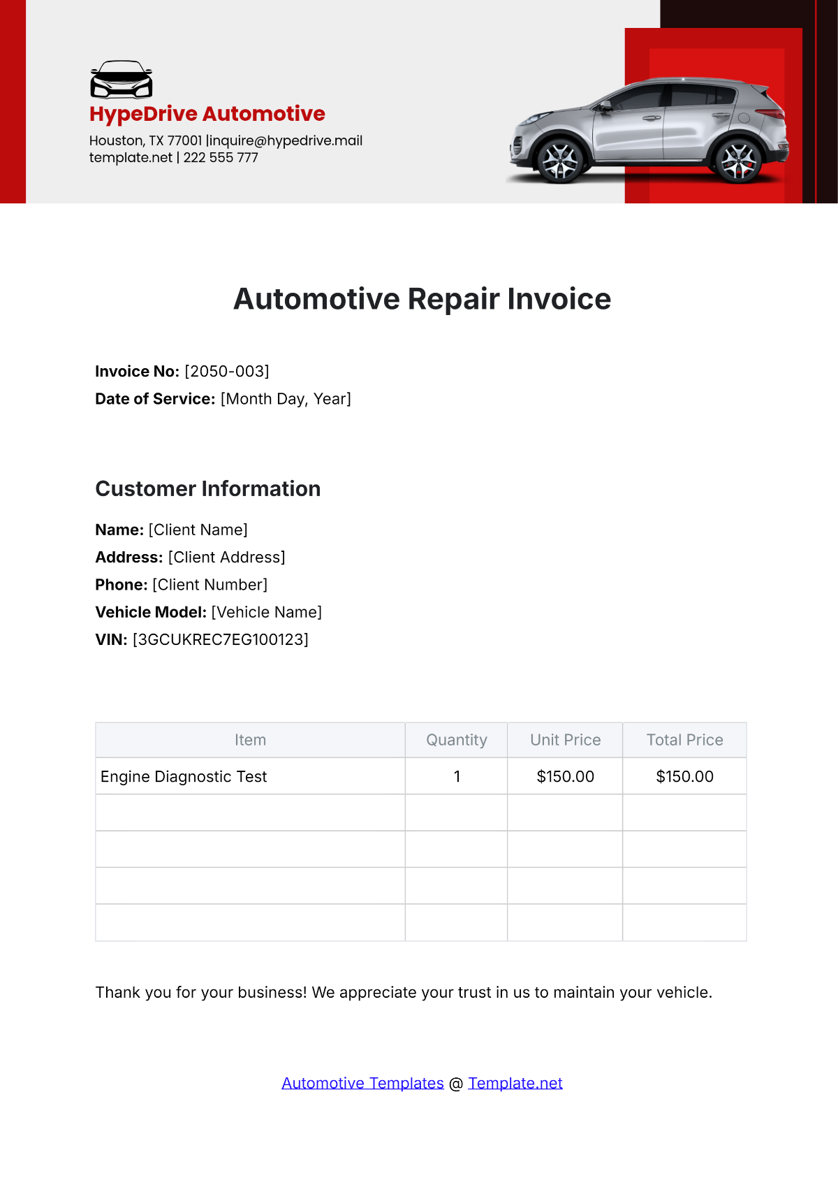 Free Auto Repair Service Templates To Edit Online