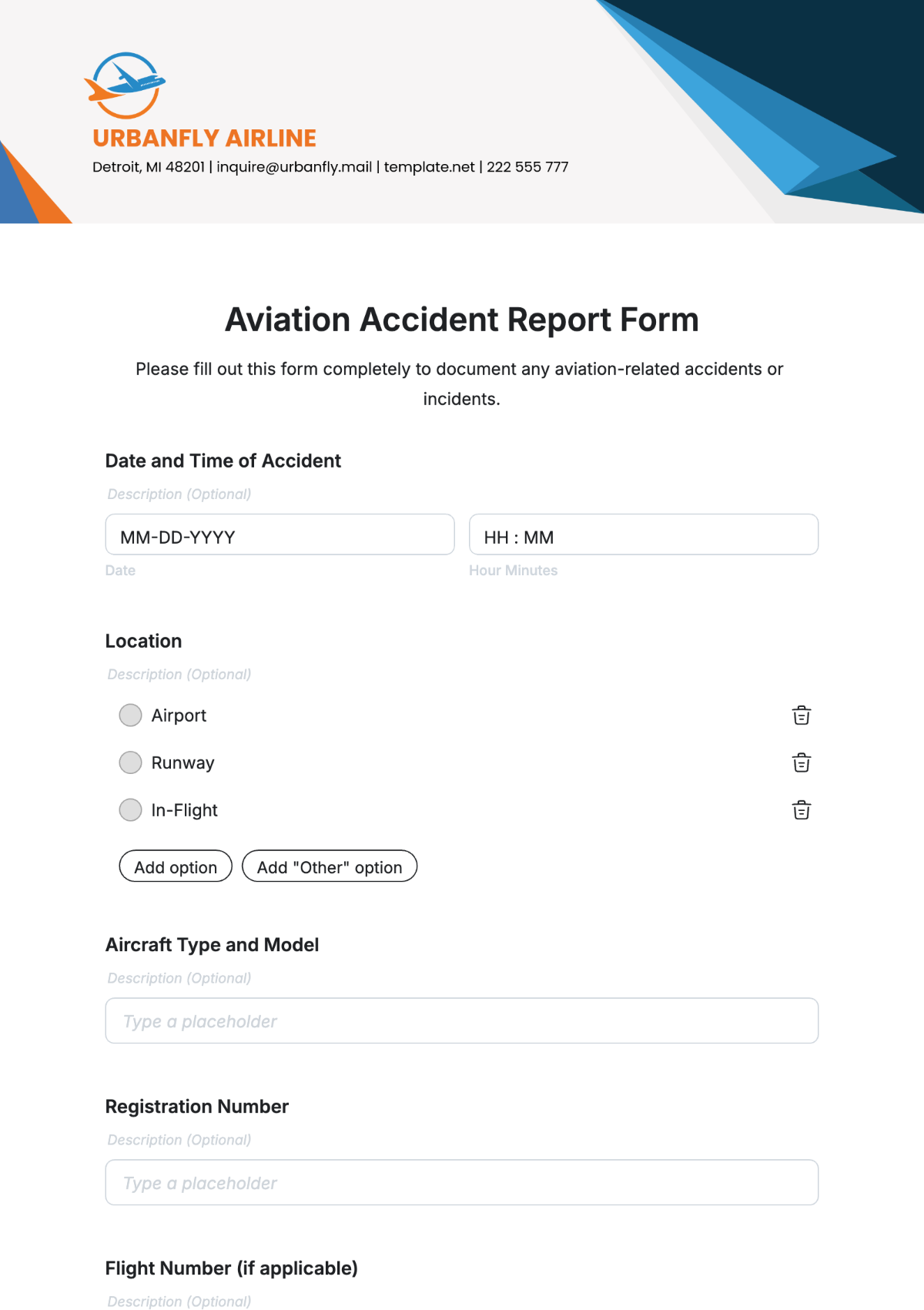 Accident Incident Report Form Template