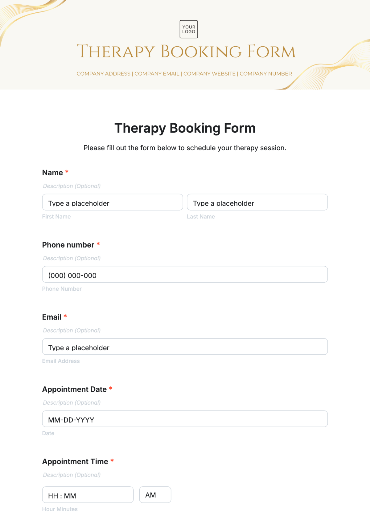 Free Booking Form Templates To Edit Online