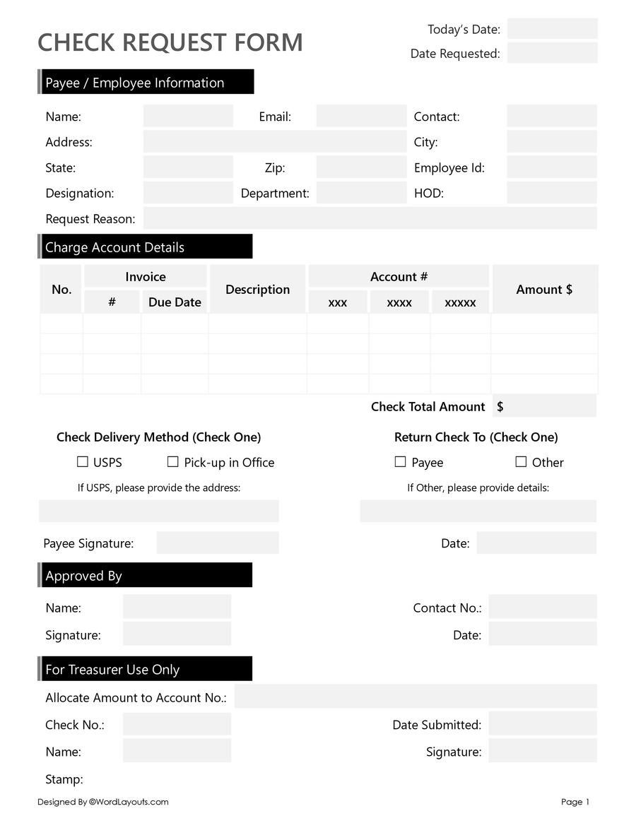 Check Request Form Template