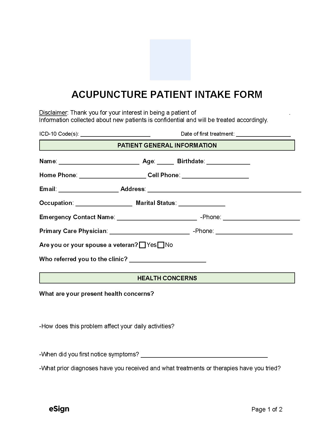 Customer Intake Form Template