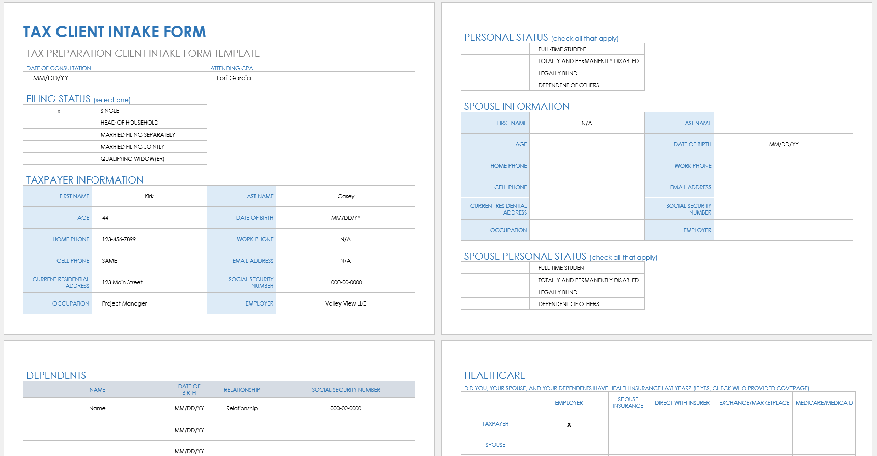 Free Client Intake Templates And Forms Smartsheet