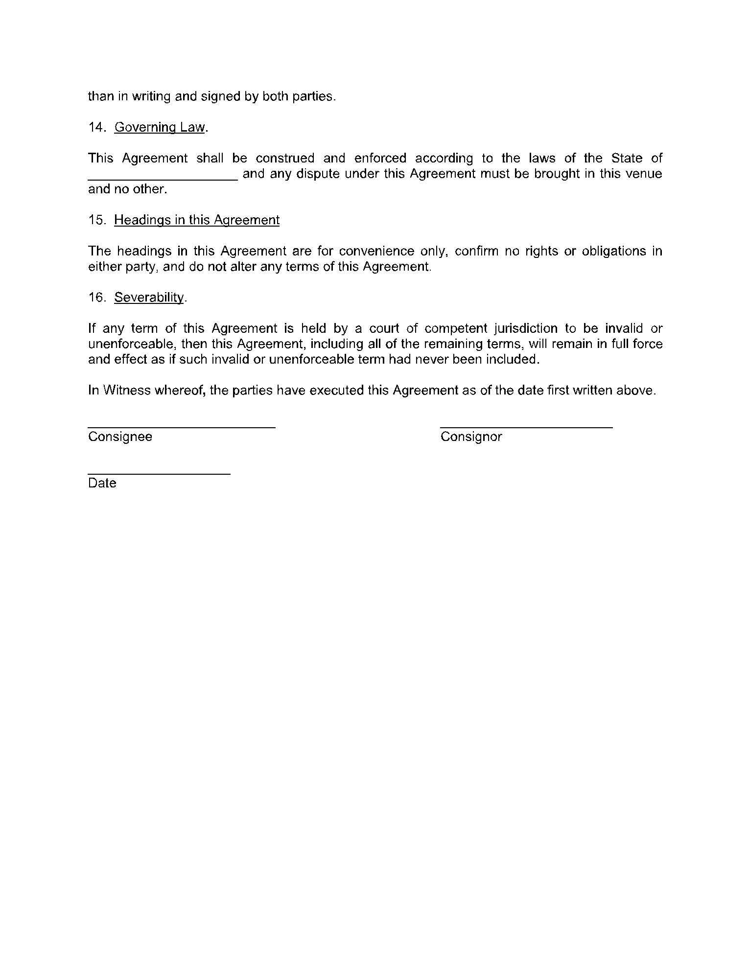 Free Consignment Agreement Template In 2021 CocoSign