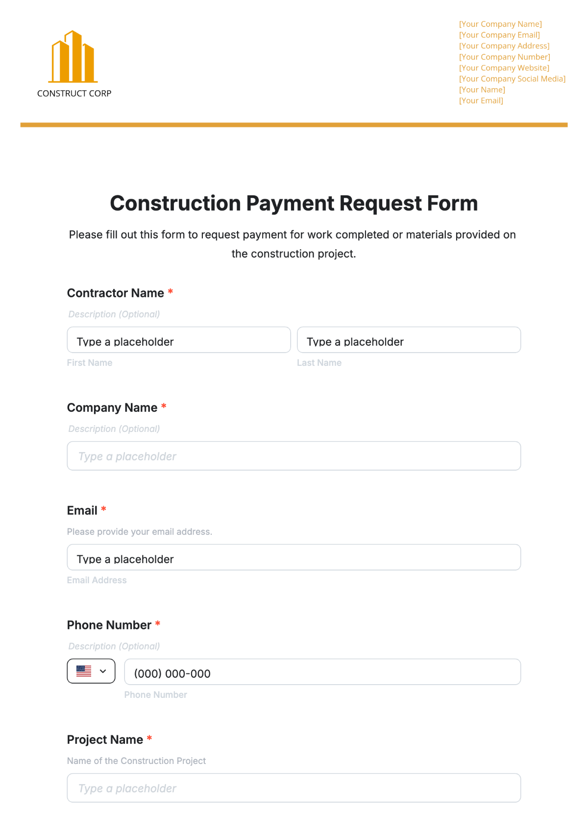 Payment Request Form Template