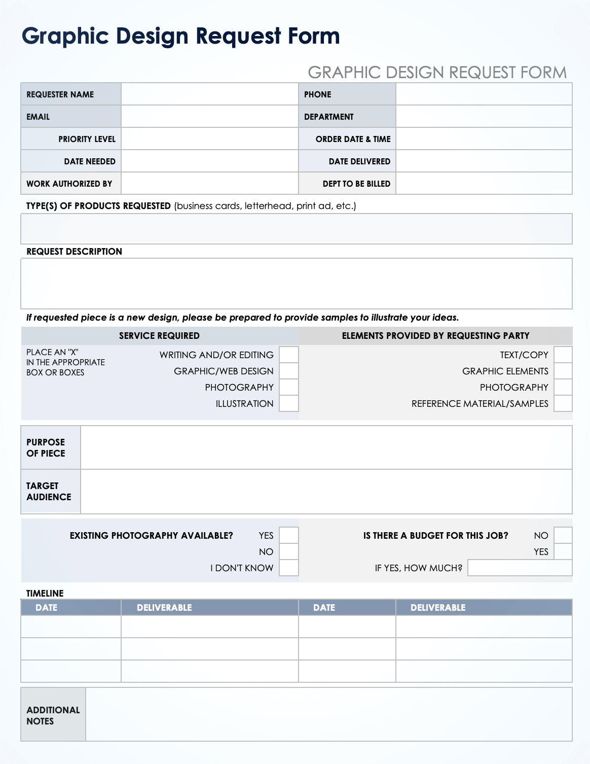 Free Creative Request Forms U0026 Templates Easy To Customize