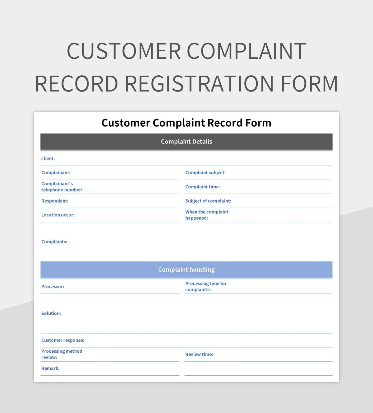 Client Complaints Form Template