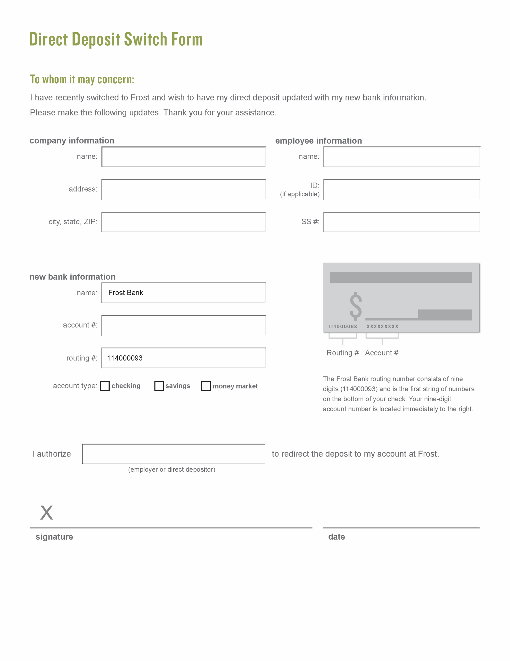 Free Direct Deposit Authorization Form 40 PDF Word