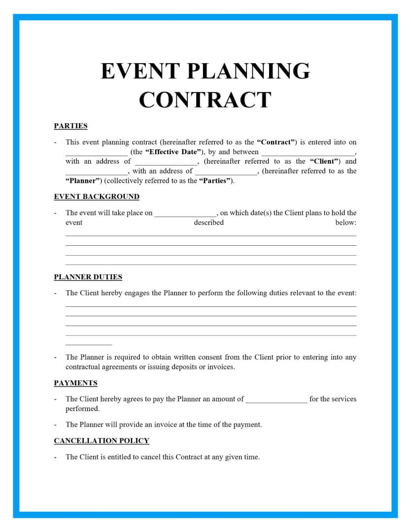 Event Planning Form Template