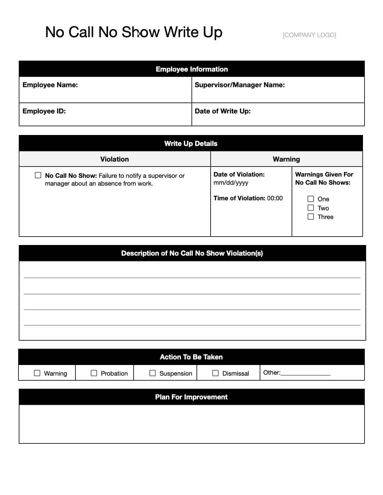 Free Employee Discipline Form Template Word