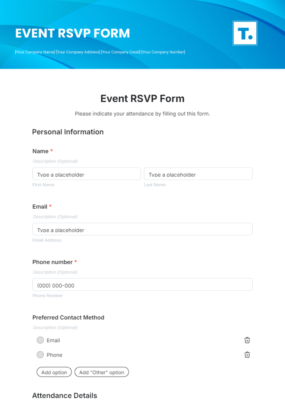 Event Rsvp Form Template