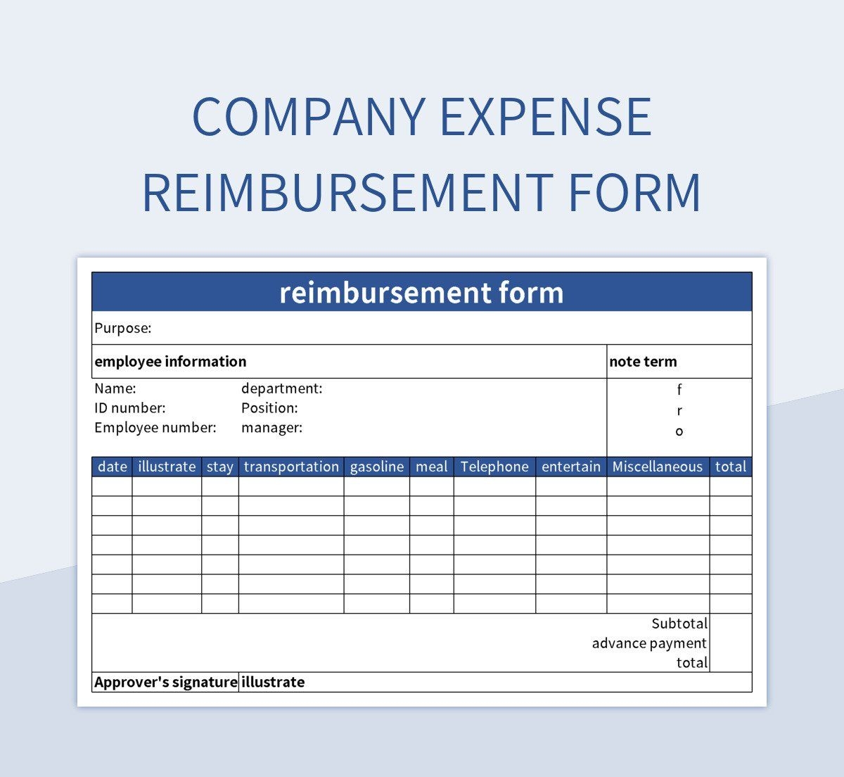 Free Expense Reimbursement Form Templates For Google Sheets And Microsoft Excel Slidesdocs