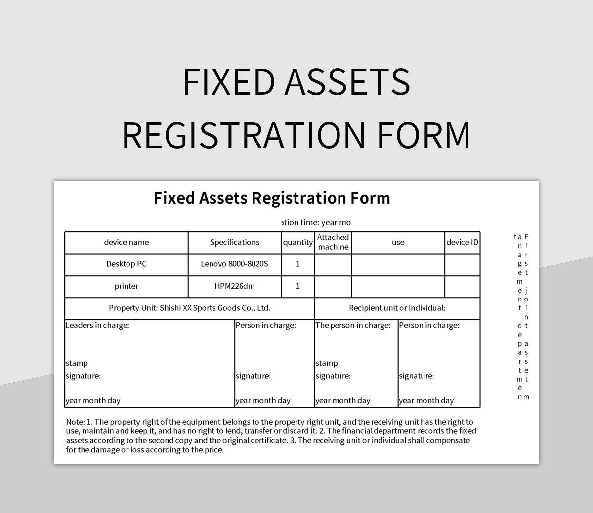Fixed Asset Disposal Form Excel Template