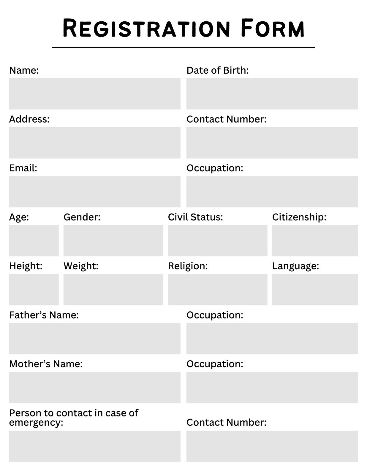 Application Form Template