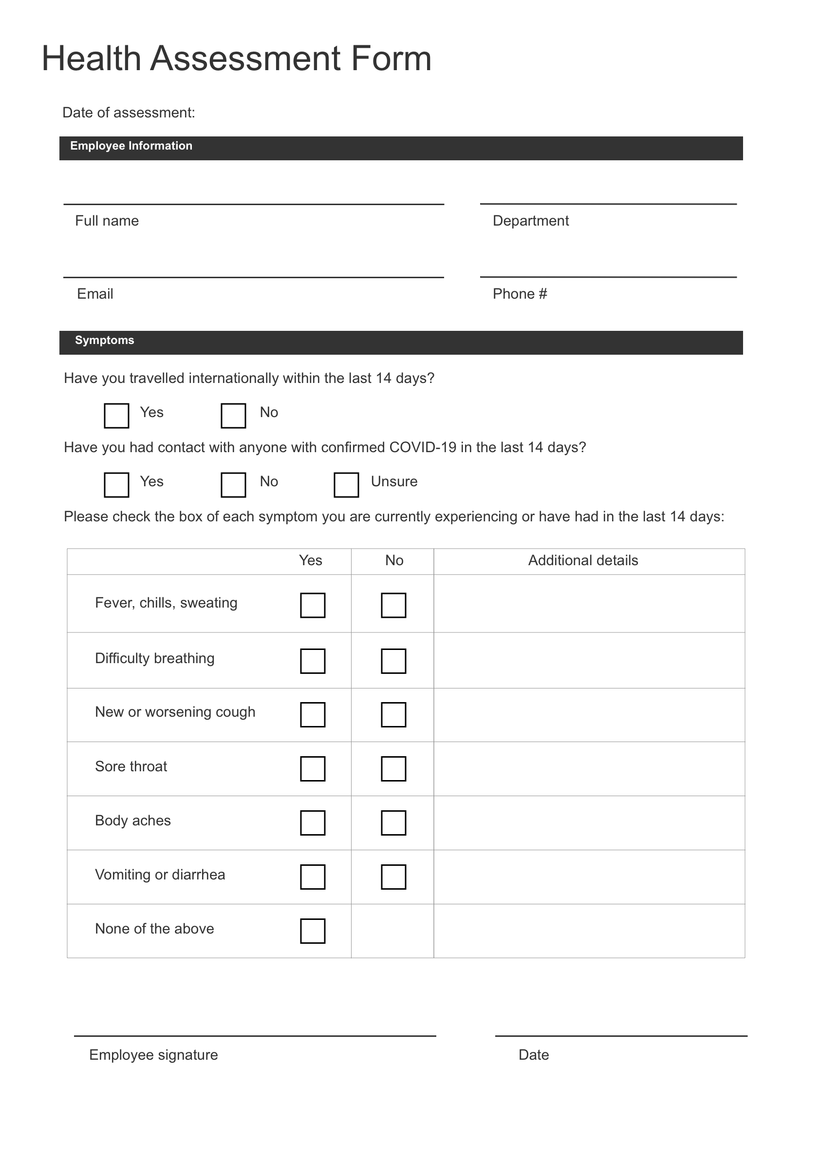 Free Form Download The Digital Health Assessment Form GoFormz