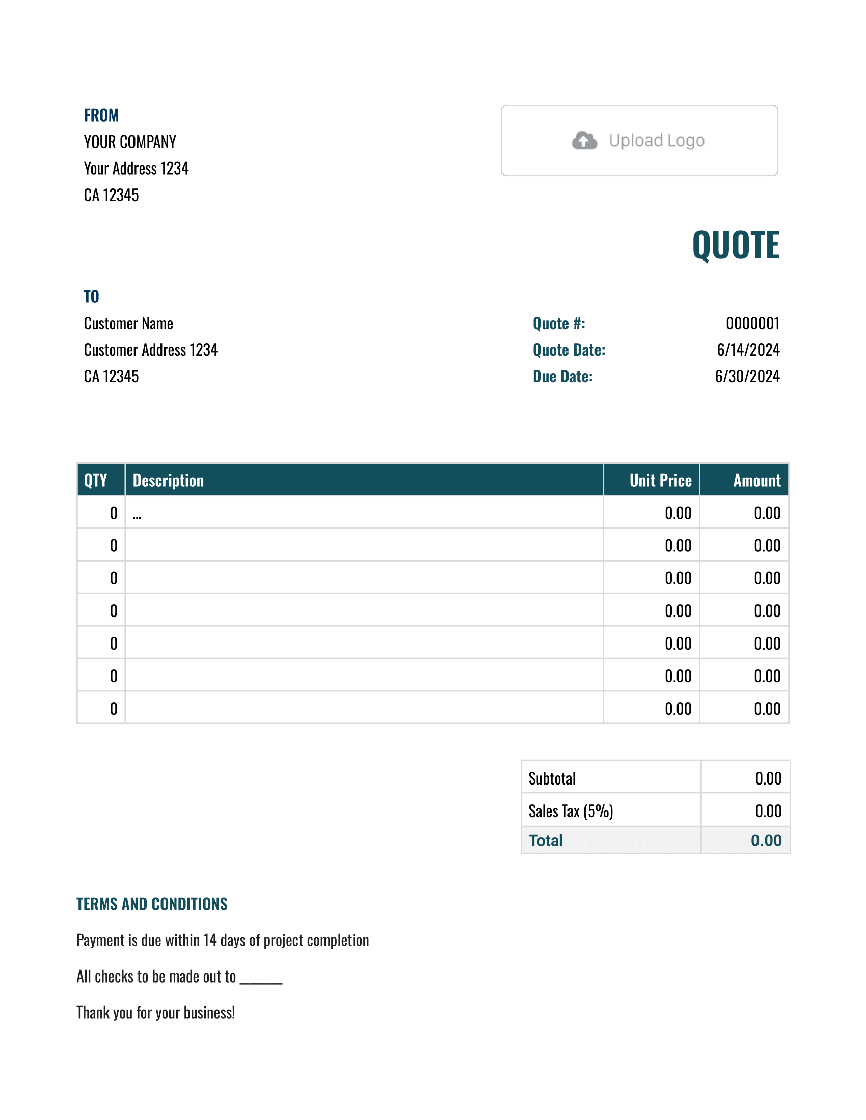 Free Google Docs Quote Template Docelf