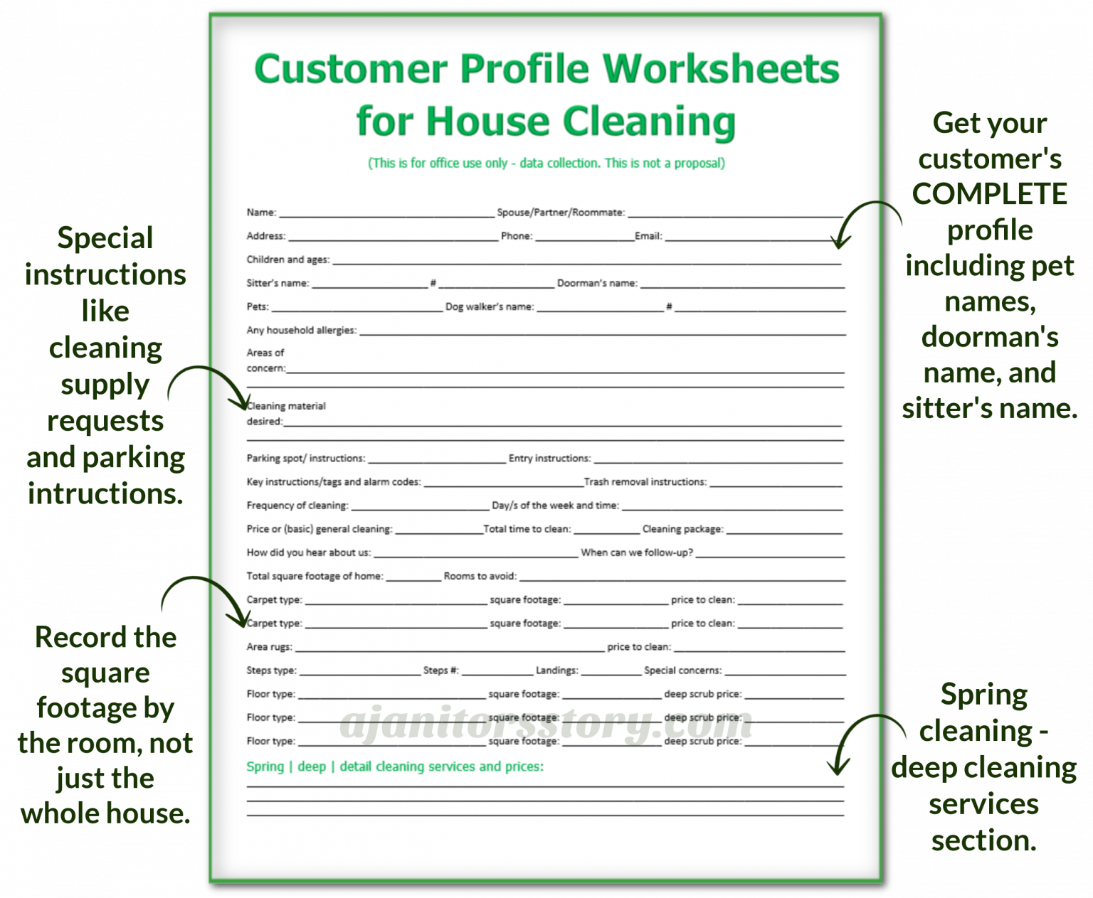FREE House Cleaning Customer Profile Intake Forms A Janitor s Story