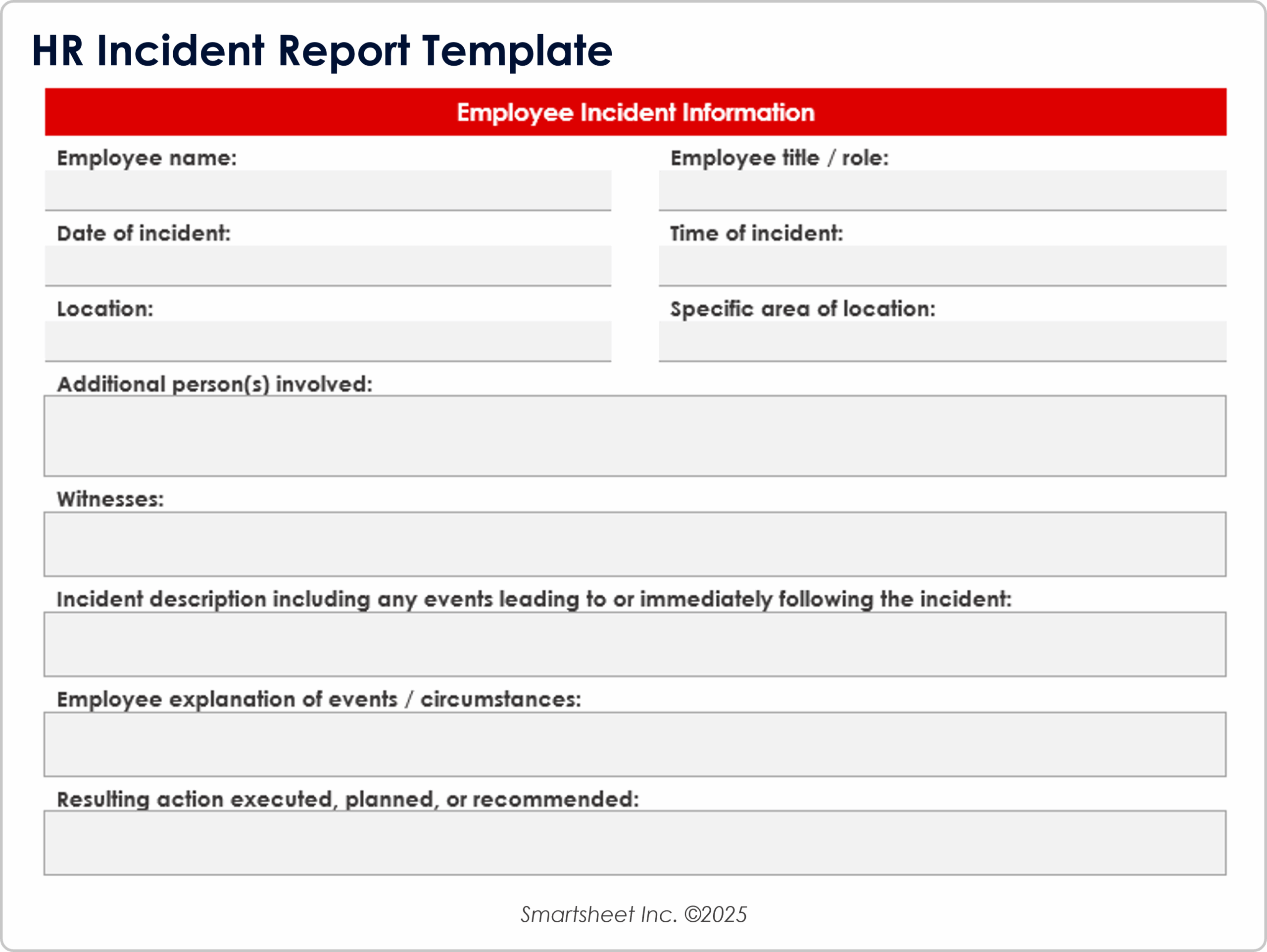 Accident Report Form Template Word