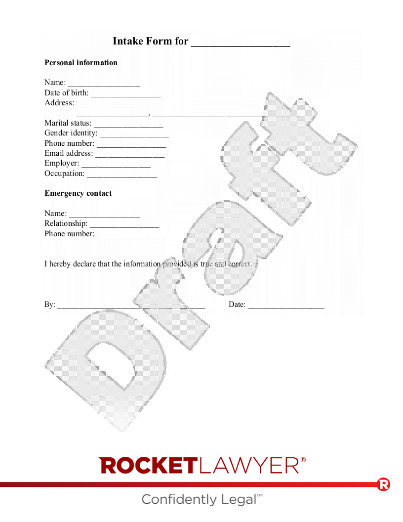 Free Intake Form Free To Print Save U0026 Download