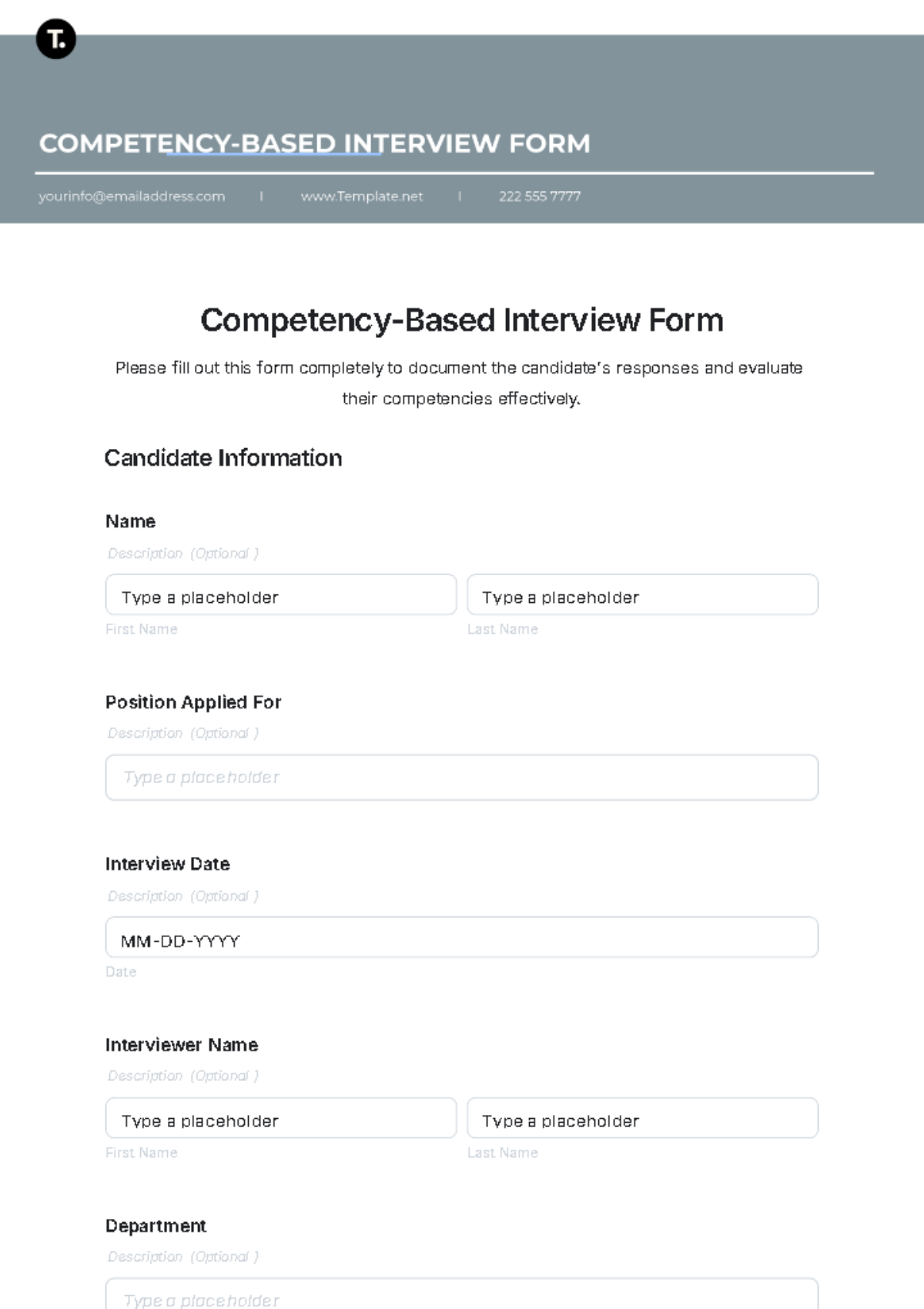 Free Interview Form Templates To Edit Online