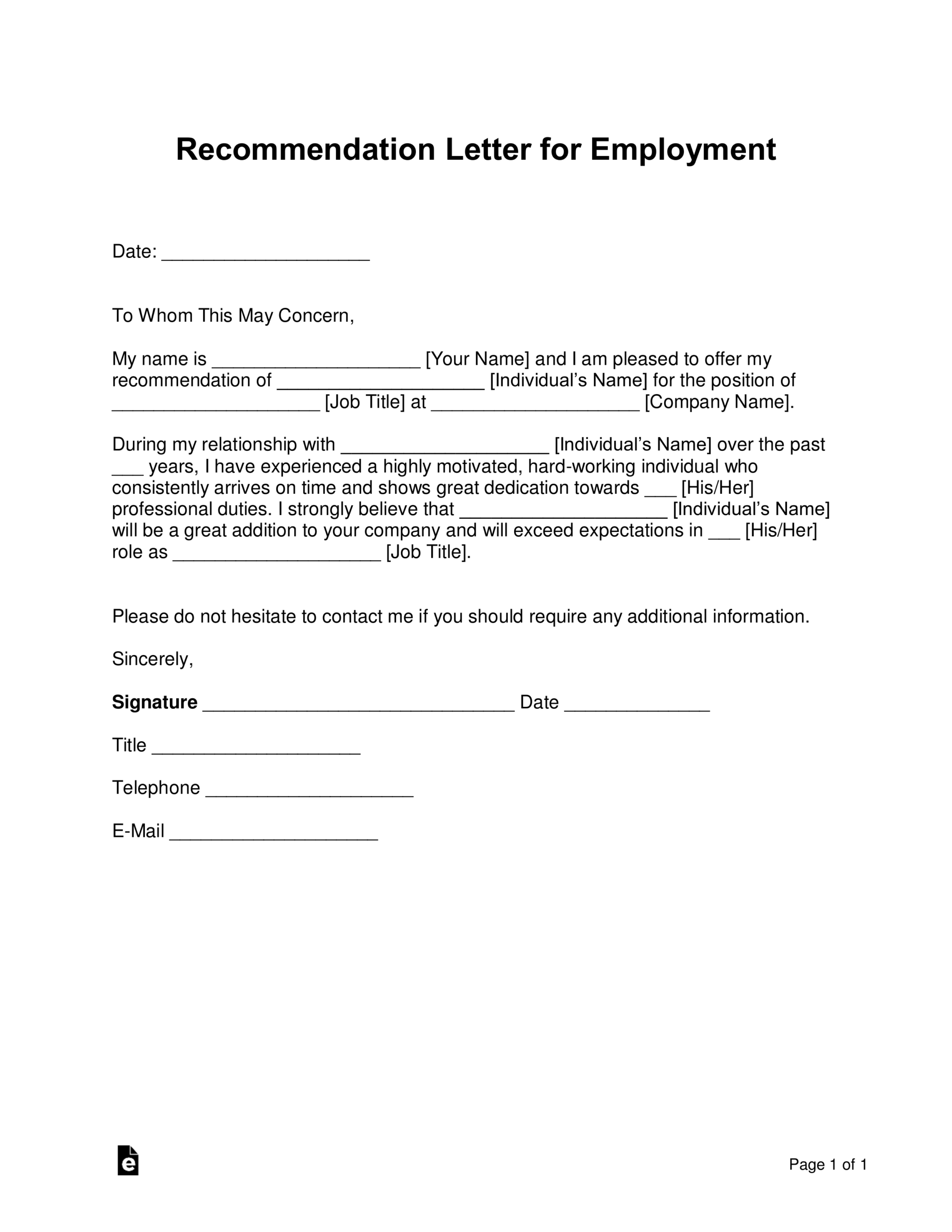 Professional Reference Form Template